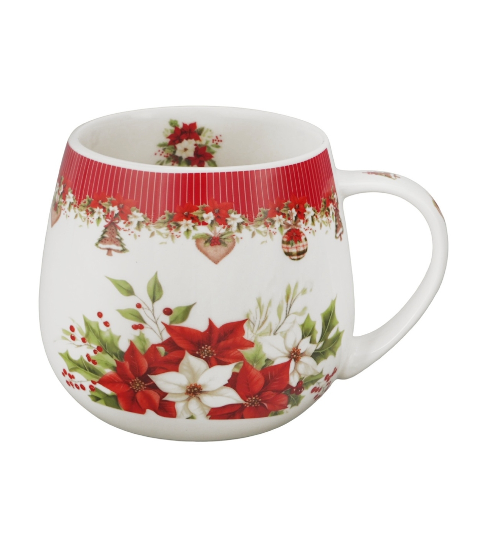 Kubek baryłka w pudełku z kokardą CHRISTMAS FLOWER