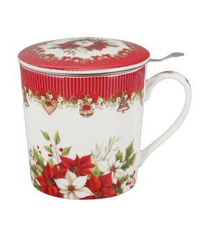 Kubek z zaparzaczem w opakowaniu domek CHRISTMAS FLOWER