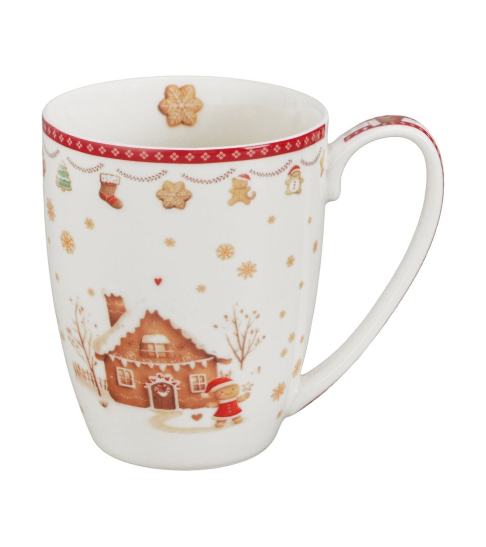 Kubek classic w pudełku z kokardą GINGERBREAD HOUSE