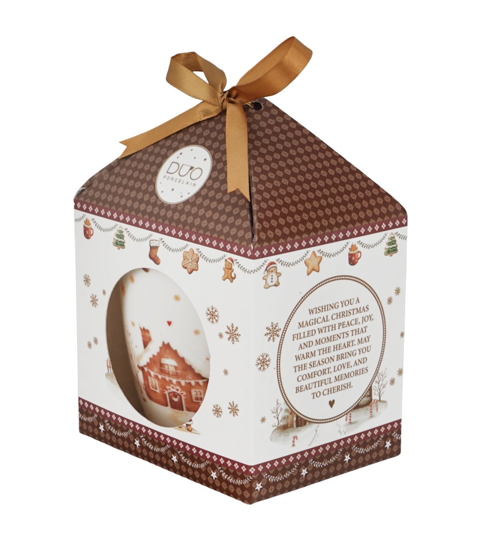 Kubek classic w pudełku z kokardą GINGERBREAD HOUSE