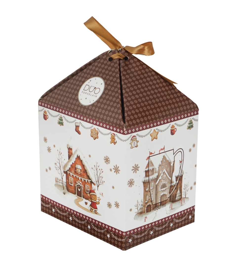Kubek classic w pudełku z kokardą GINGERBREAD HOUSE