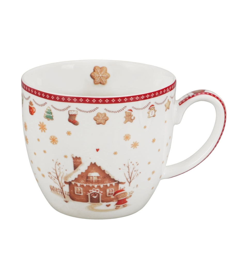 Kubek 460 ml "w koszyczku" GINGERBREAD HOUSE