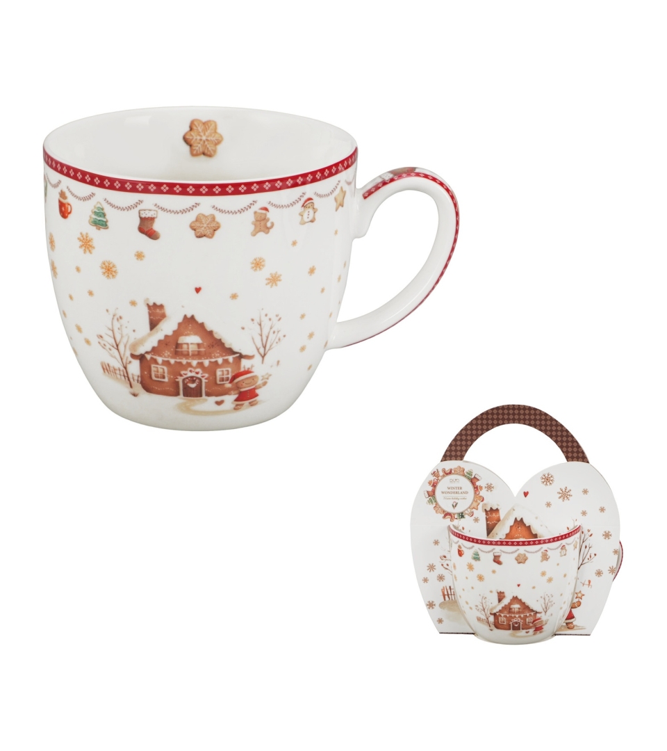 Kubek 460 ml "w koszyczku" GINGERBREAD HOUSE