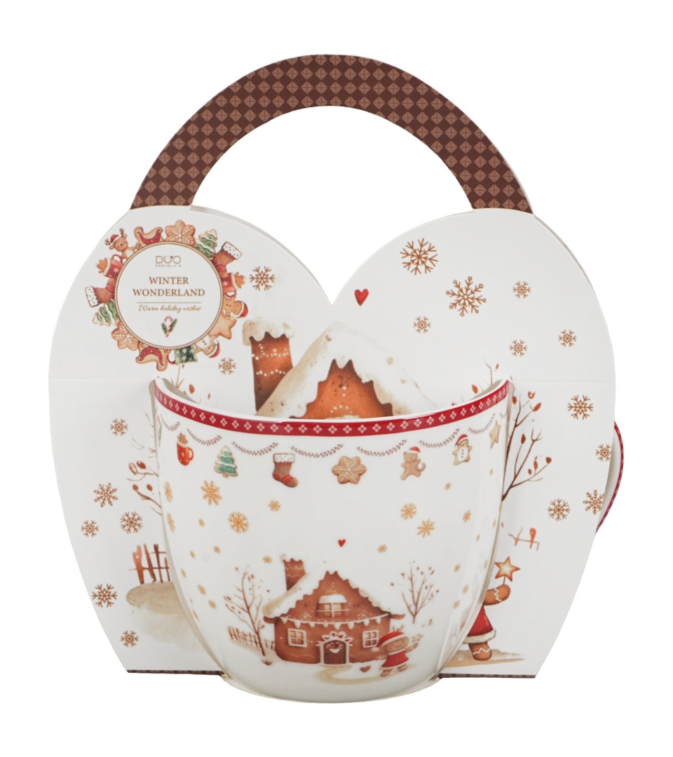 Kubek 460 ml "w koszyczku" GINGERBREAD HOUSE