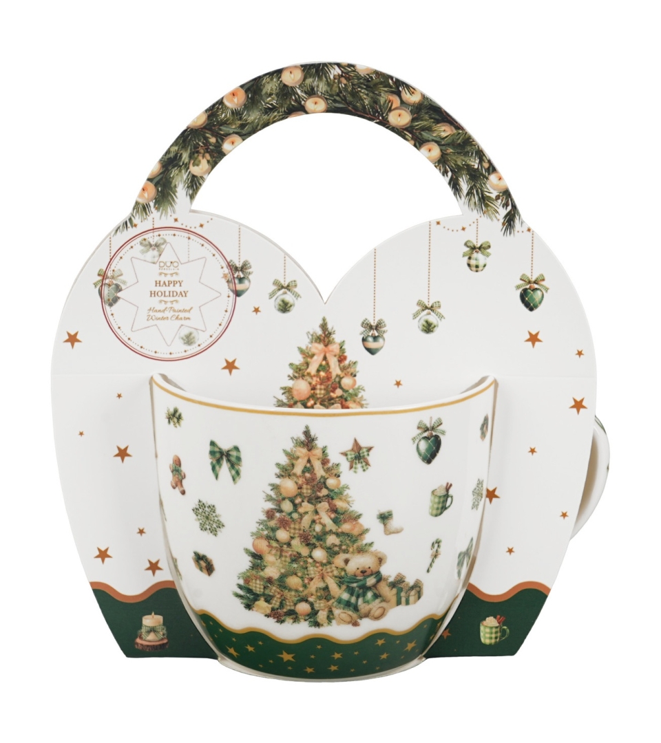 Kubek 460 ml "w koszyczku" TREE SPARKLE