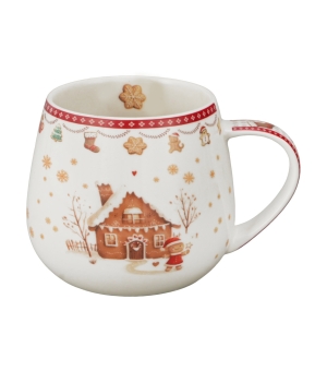 Kubek baryłka w pudełku z kokardą GINGERBREAD HOUSE