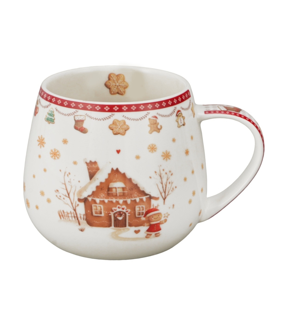 Kubek baryłka w pudełku z kokardą GINGERBREAD HOUSE