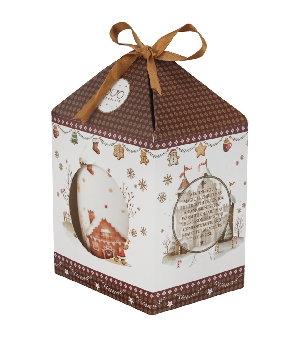 Kubek z zaparzaczem w pudełku z kokardą GINGERBREAD HOUSE