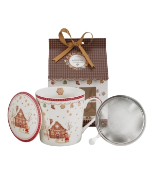 Kubek z zaparzaczem w opakowaniu domek GINGERBREAD HOUSE