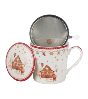 Kubek z zaparzaczem w opakowaniu domek GINGERBREAD HOUSE