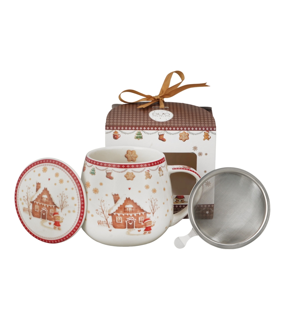 Zaparzacz baryłka w pudełku z kokardą GINGERBREAD HOUSE