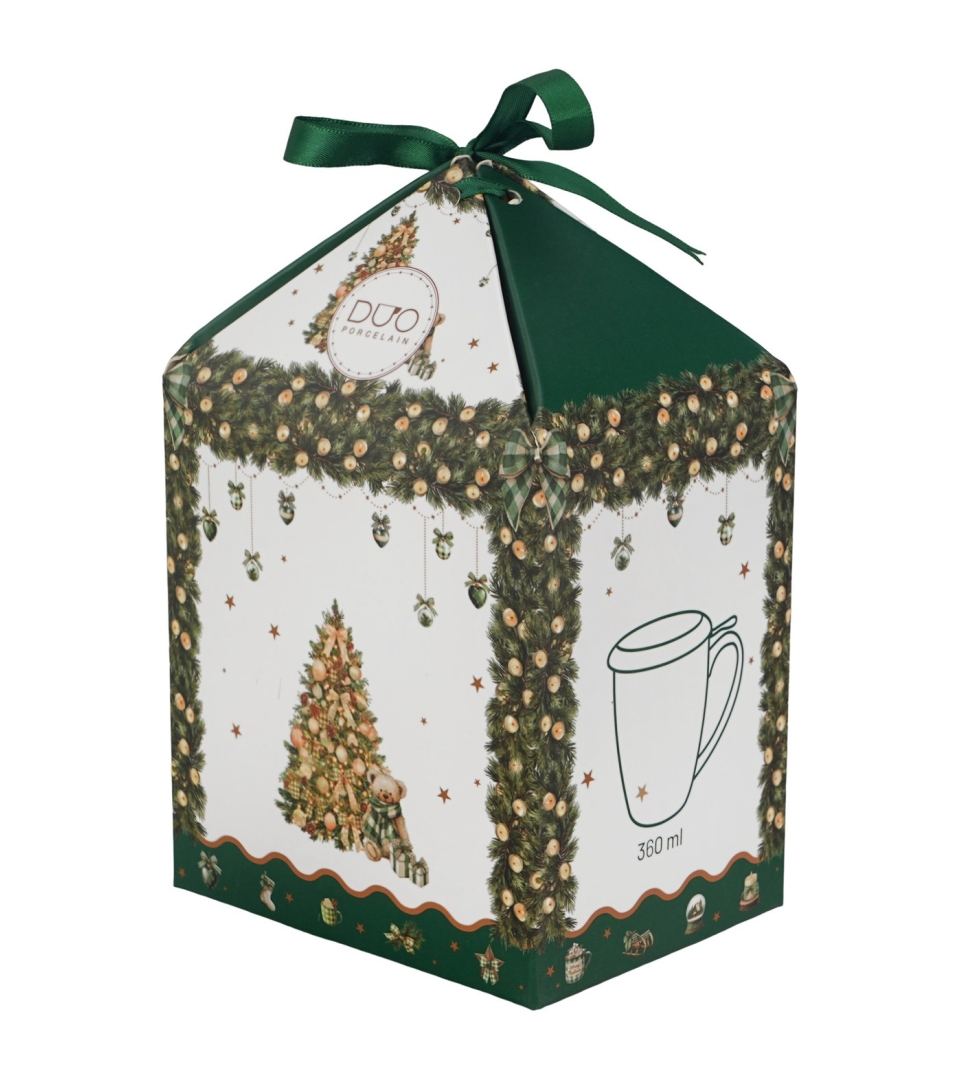 Kubek baryłka w pudełku z kokardą TREE SPARKLE