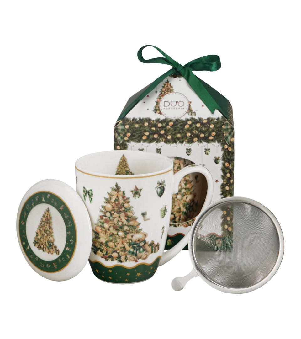 Kubek baryłka w pudełku z kokardą TREE SPARKLE