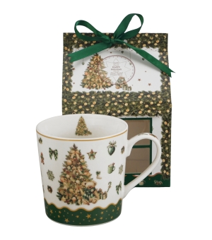 Kubek z zaparzaczem w pudełku z kokardą TREE SPARKLE