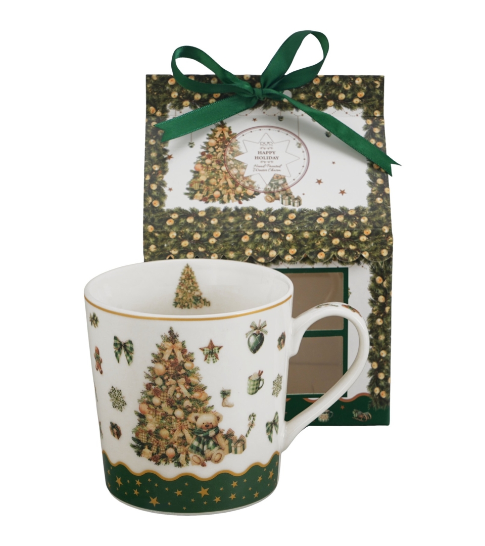 Kubek z zaparzaczem w pudełku z kokardą TREE SPARKLE