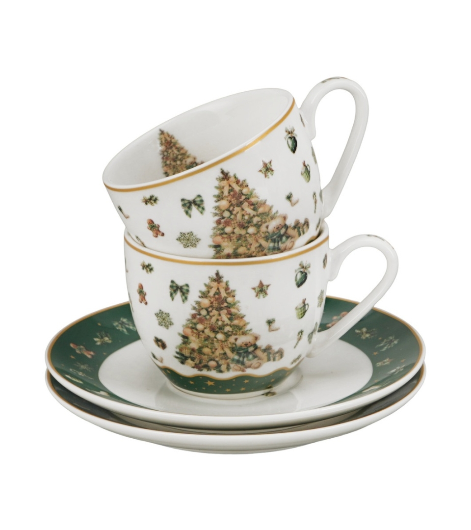 2 filiżanki espresso ze spodkami w pudełku z uchwytem TREE SPARKLE