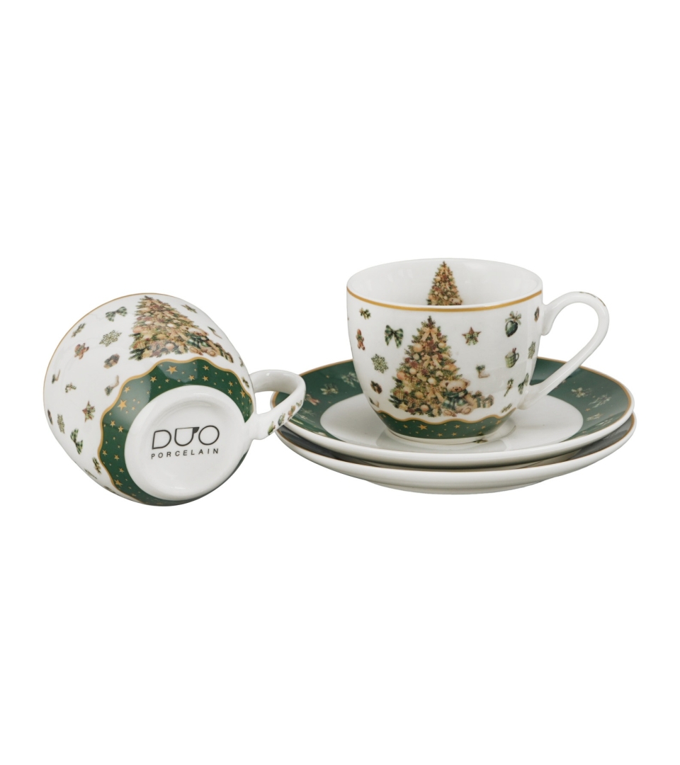 2 filiżanki espresso ze spodkami w pudełku z uchwytem TREE SPARKLE