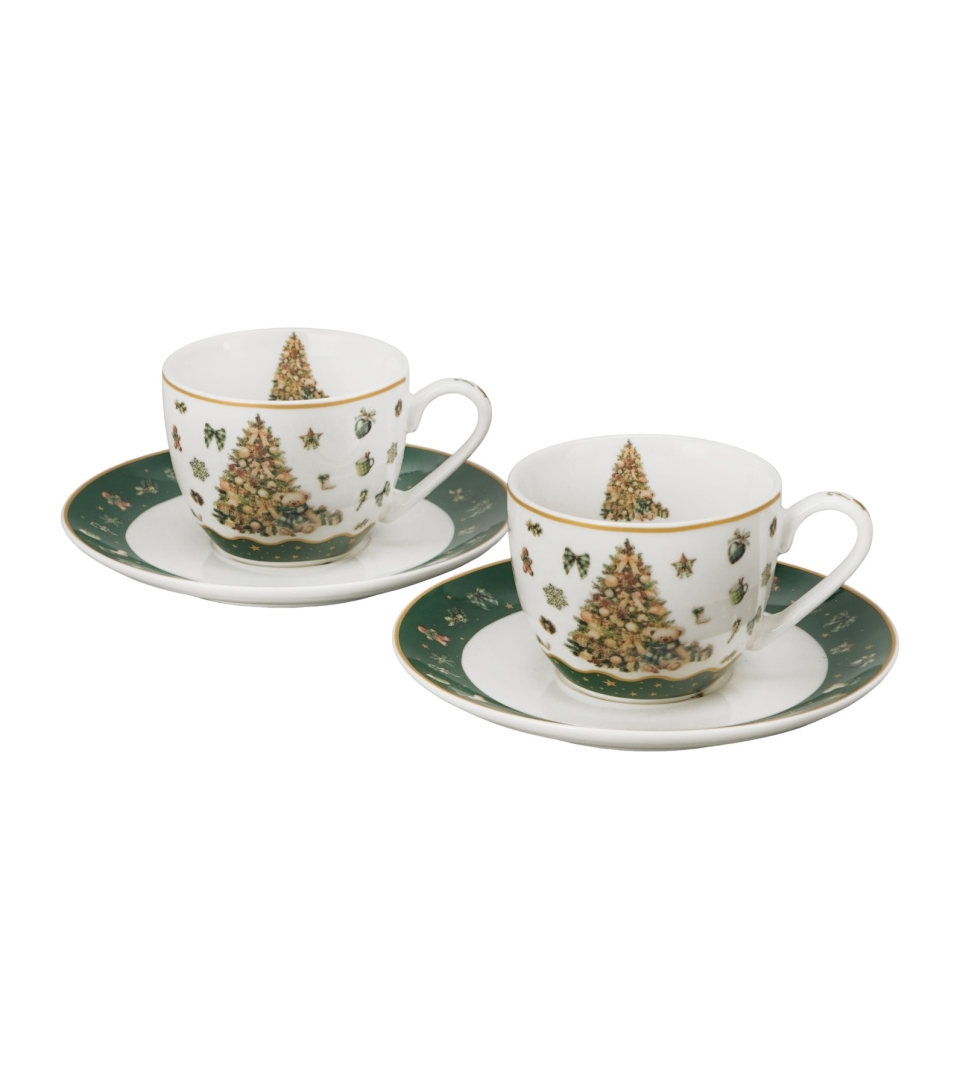 2 filiżanki espresso ze spodkami w pudełku z uchwytem TREE SPARKLE